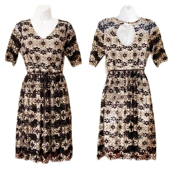 Motherhood spring blue floral lace mini dress L - Picture 1 of 9